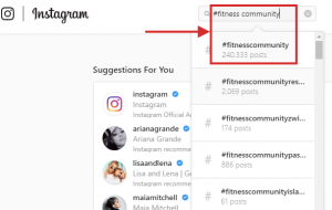 Fitness community on Instagram